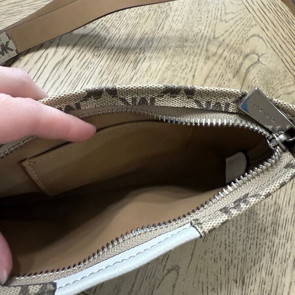 Michael Kors White Tan Monogrammed Fanny Pack Belt Bag - Picture 4 of 9